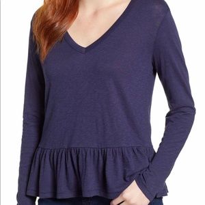 Caslon V Neck Peplum Tee Size M